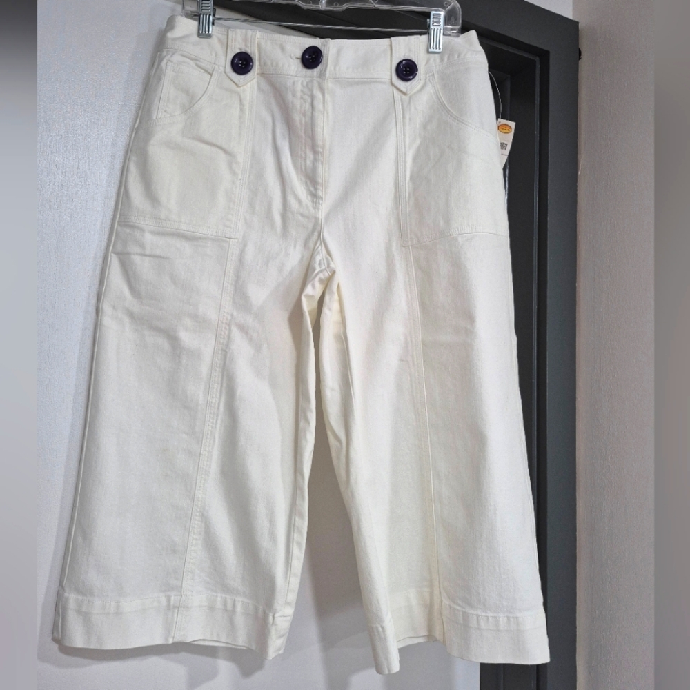 Talbots Cream Wide-Leg Capris